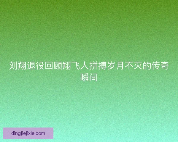 刘翔退役回顾翔飞人拼搏岁月不灭的传奇瞬间